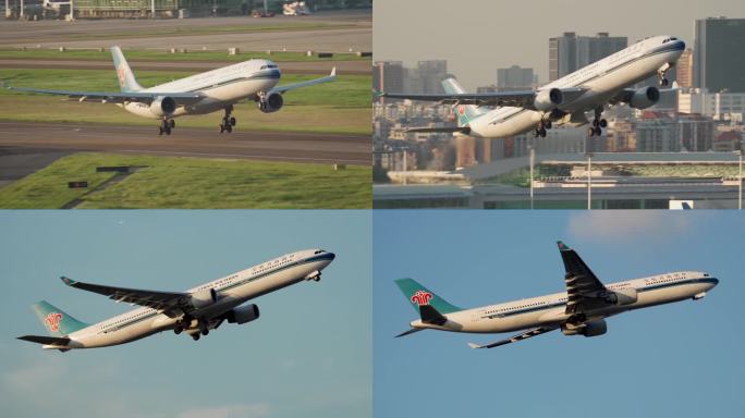 中国南方航空A330飞机 傍晚从深圳起飞