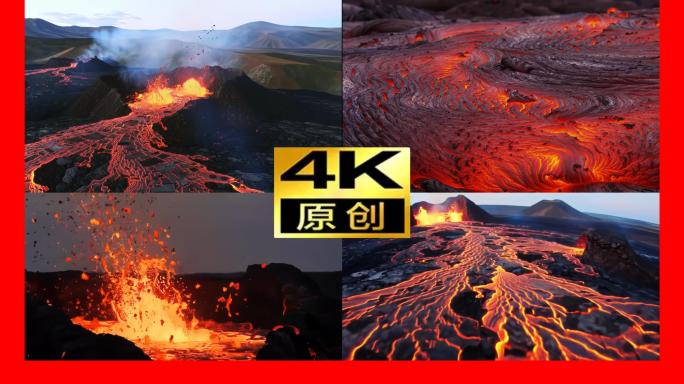 火山航拍火山爆发火山喷发岩浆熔岩地质奇观
