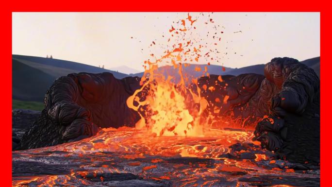 火山航拍火山爆发火山喷发岩浆熔岩地质奇观
