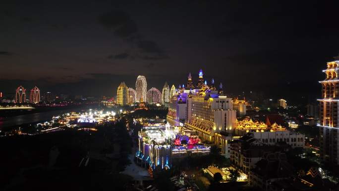 航拍西双版纳星光夜市