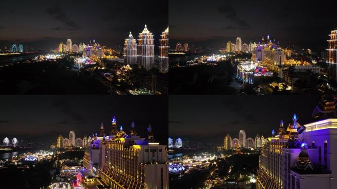 航拍西双版纳星光夜市