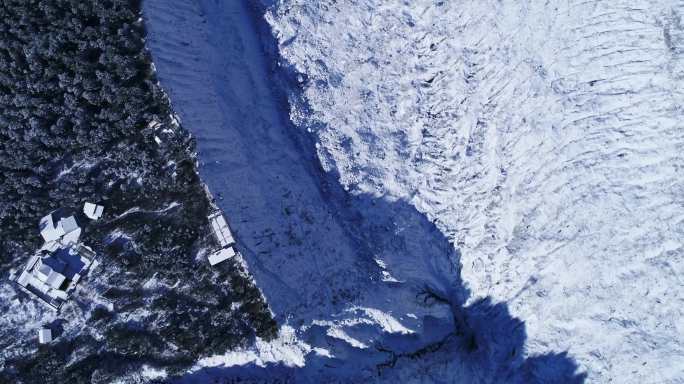 四川景点海螺沟雪景航拍