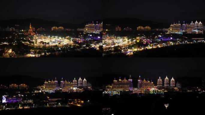 航拍西双版纳星光夜市