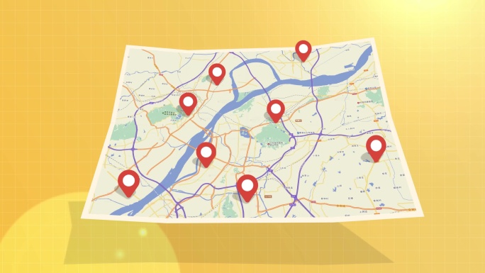 卡通MG定位标记折叠地图展示