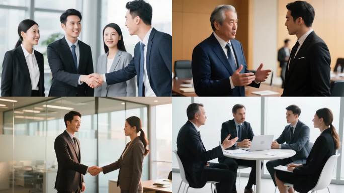 商务合作洽谈握手企业团队会议沟通