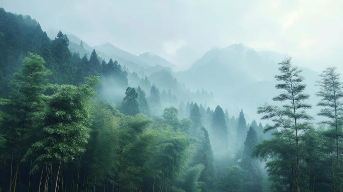 竹林竹海东方意境  禅意竹子风景