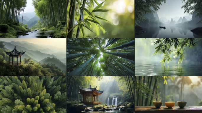 竹林竹海东方意境  禅意竹子风景