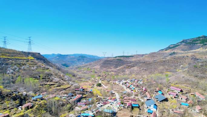 山村春日风光村落自然景观
