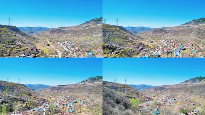 山村春日风光村落自然景观