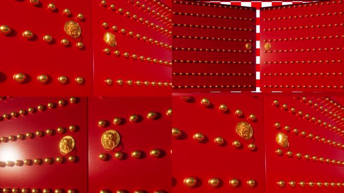 【原创】中国传统宫殿红门特写开门