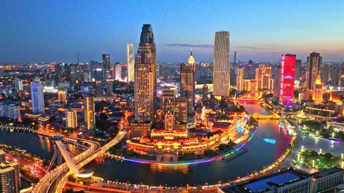 天津城市夜景航拍