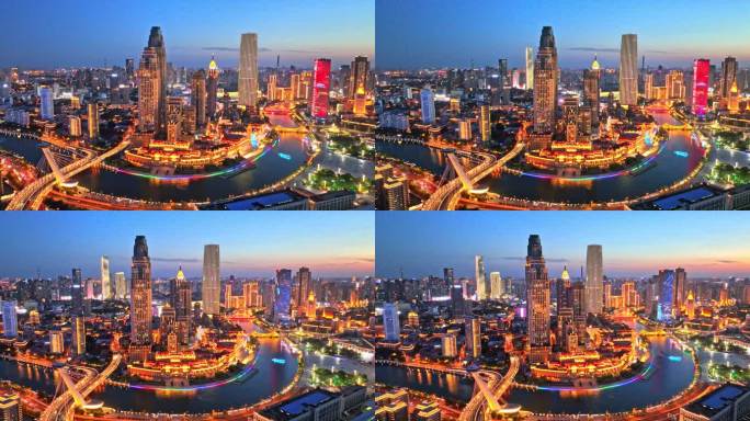 天津城市夜景航拍