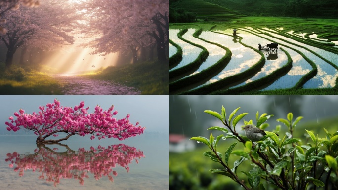 春天万物复苏春意盎然立春春分植物生长春日