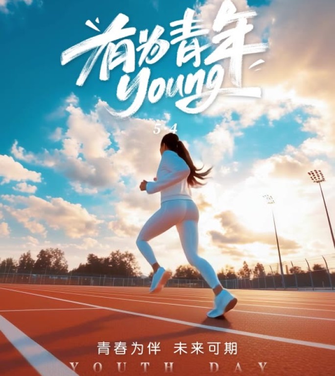 5.4五四青年节青春活力高端地产动态海报