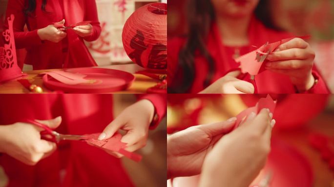 剪窗花过年春节非遗剪纸