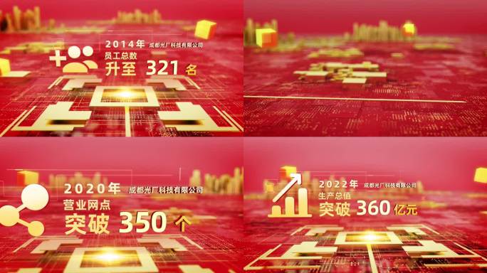 红色党政数据经济报告ae模板