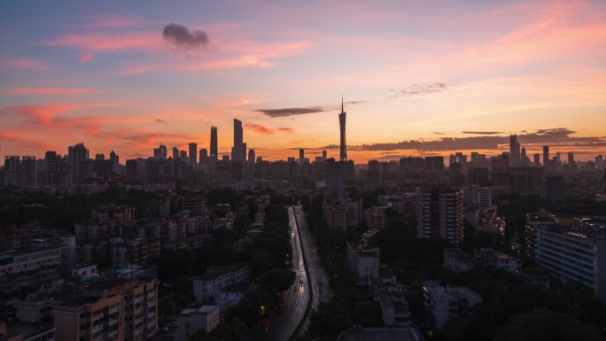 广州夜转日延时风光