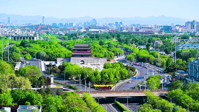 北京高视角中轴线永定门城市生活实拍景观