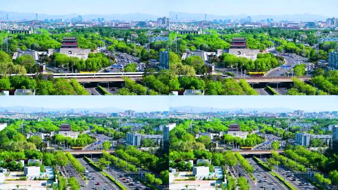 北京高视角中轴线永定门城市生活实拍景观