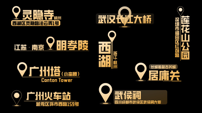 多组中国城市文字地标定位信息