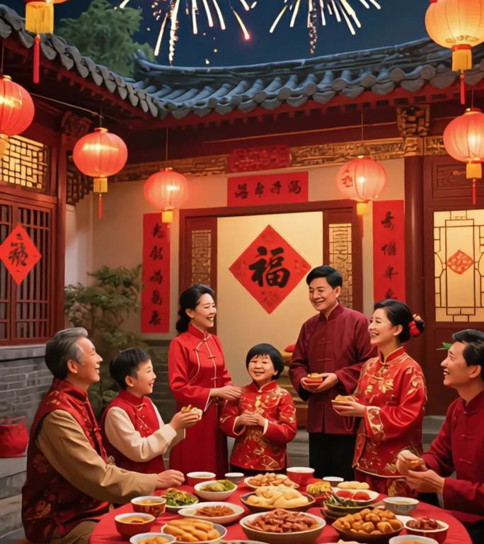 新年团圆喜庆氛围
