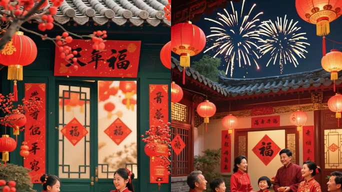新年团圆喜庆氛围