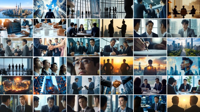 商务合作商务人士商务握手谈判签约精英团队
