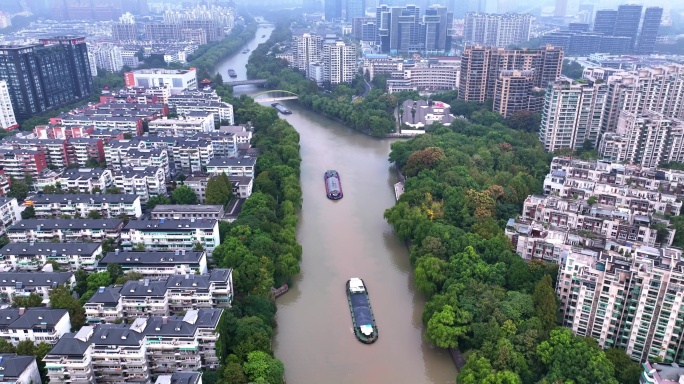 京杭大运河杭州段航拍