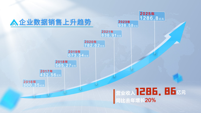 【无插件】蓝色箭头上升增长数据