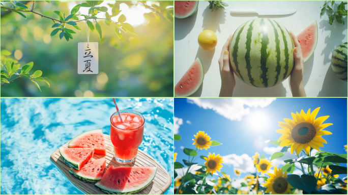 夏天夏至夏日立夏小满阳光西瓜水果海滩清凉