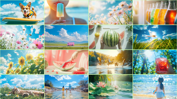 夏天夏至夏日立夏小满阳光西瓜水果海滩清凉