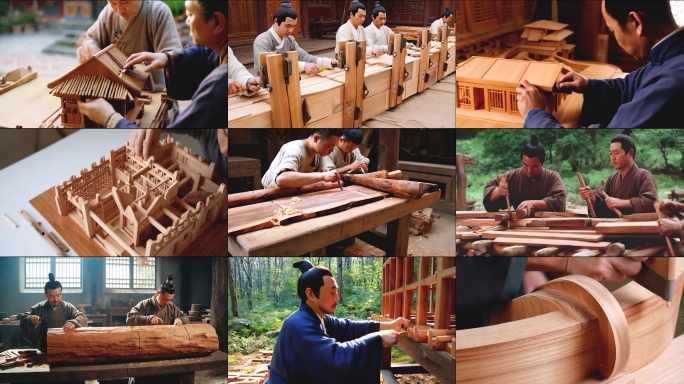 鲁班传统木工技艺古建模型榫卯制作木工工匠