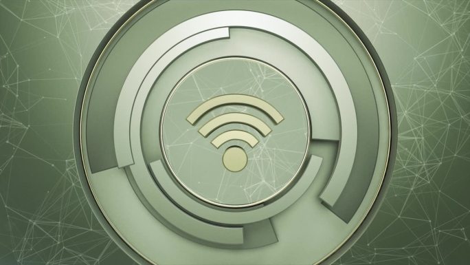 WIFI标志与未来科技圆形旋转和抽象背景。