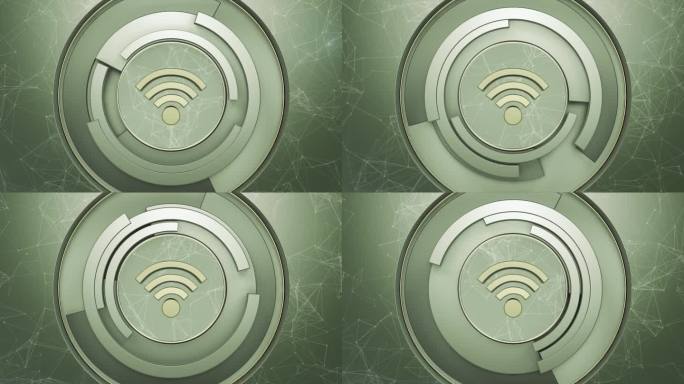 WIFI标志与未来科技圆形旋转和抽象背景。