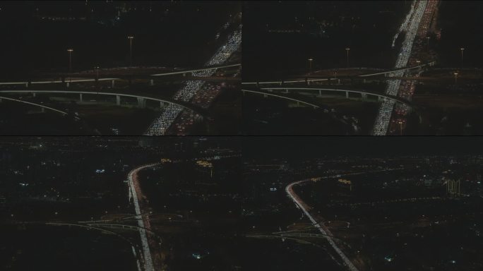 夜景城市高架桥车流（4K灰）