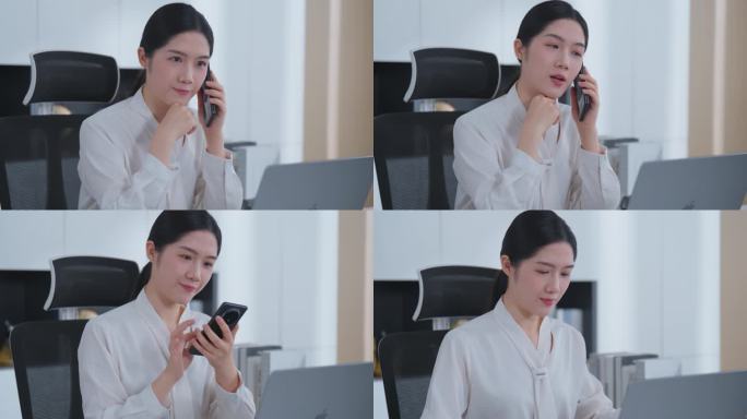 办公室打电话的女领导