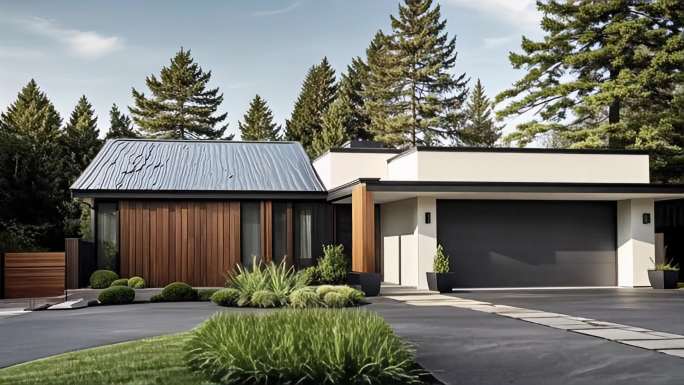 现代别墅住宅外观建筑设计房产实拍场景