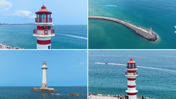 海边灯塔风光风景航拍