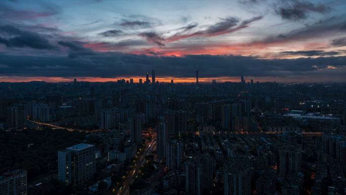 广州全景夜转日出