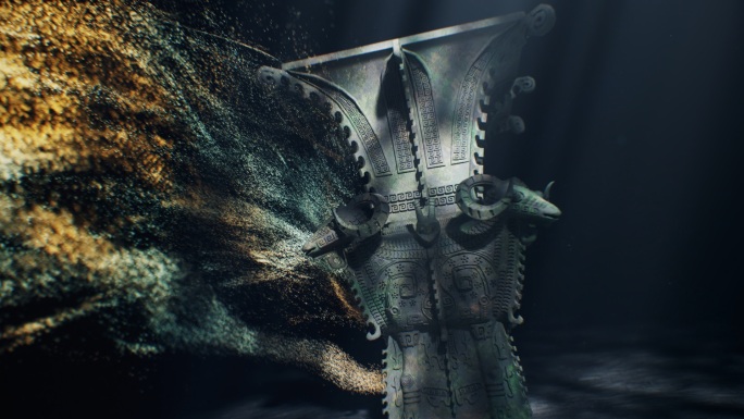 粒子飘散青铜鼎视频素材