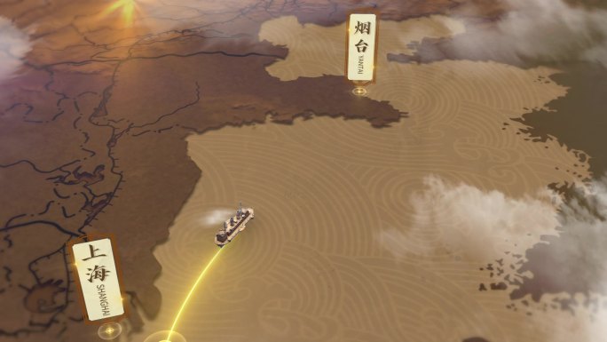 E3D复古做旧轮船航行AE模板