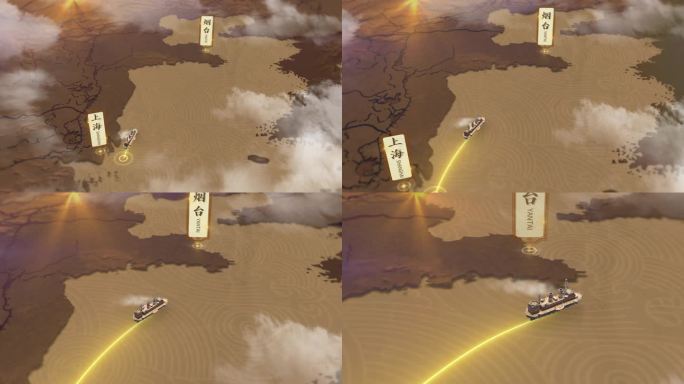 E3D复古做旧轮船航行AE模板