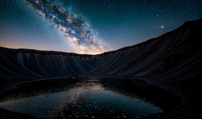 星空下的湖面倒影 静谧夜空银河之美