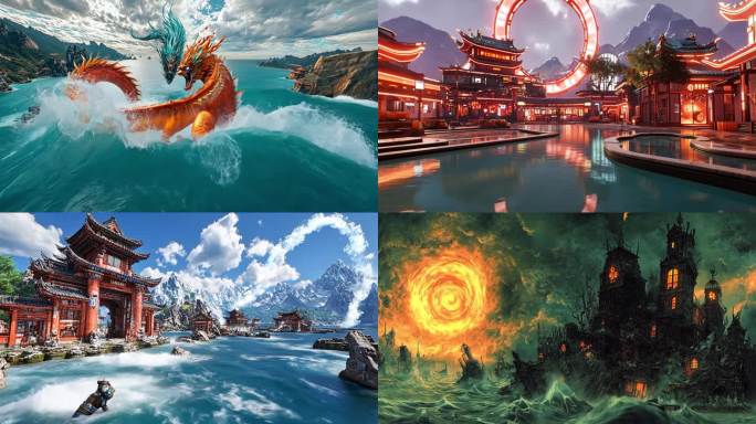 龙腾四海神话世界 东方奇幻建筑群