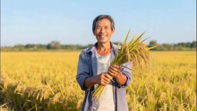 农民丰收的喜悦笑脸