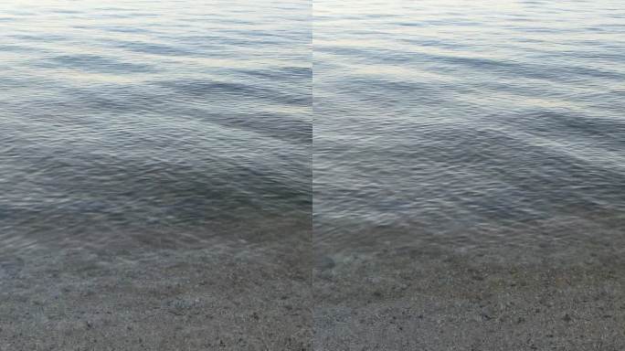 清澈见底平静湖水拍打岸边声音竖版背景视频