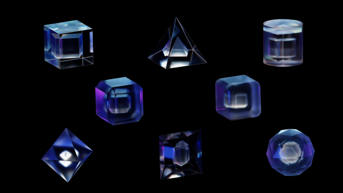 无限循环几何图形玻璃质感动画