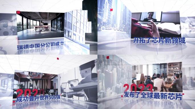 简洁明亮企业发展历程回顾时间线图文展示