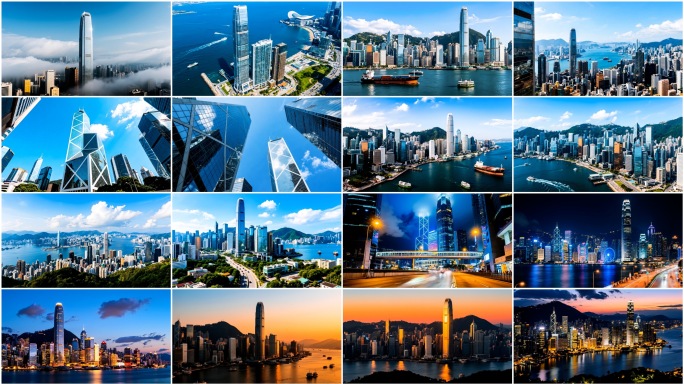香港地标城市香港航拍香港延时香港夜景