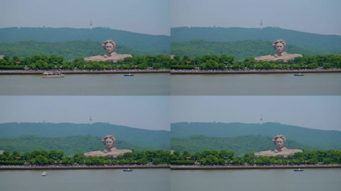 橘子洲头伟人像远眺